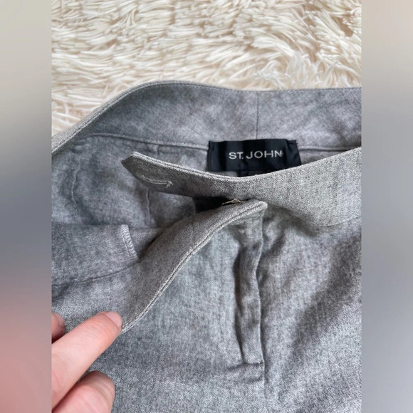 St. John Pants Size 4 Gray Trouser Sltraight Leg Wool Blend mid rise pockets - Picture 7 of 11